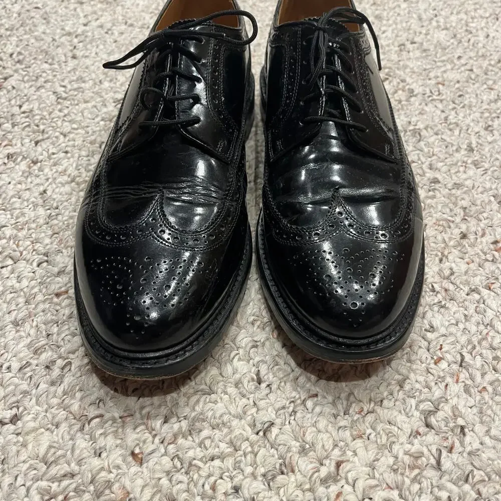 Florsheim Kenmoor Wingtip Oxford Shoes Mens 10.5 Black Classic Formal Casual